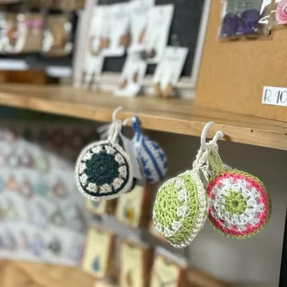 Crochet pouches made by Stitch & Bitch Charity Projects
