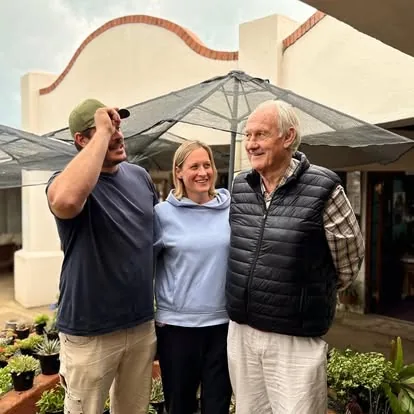 The Linga Lapa family in the courtyard