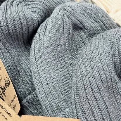 Hand-knitted grey wool